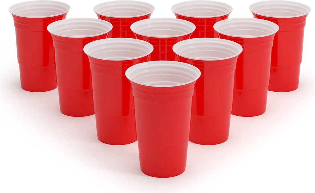 BeerCup Andrews, piros söröspoharak, 473 ml (16 oz), robusztus, mellékelve labdácskák és szabályok