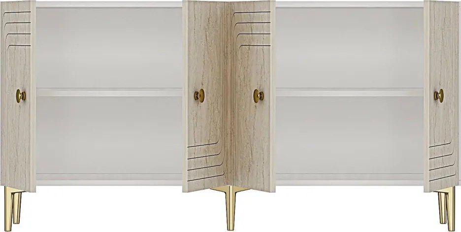 Lessi komód, fehér-travertin, 150 cm – TR555CHM1398