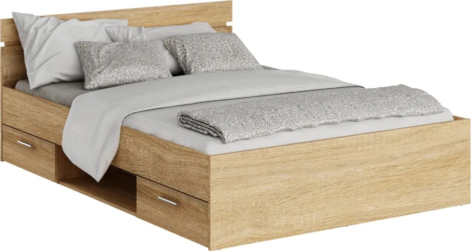 Ágykeret, 140x200, sonoma tölgyfa, MICHIGAN NEW