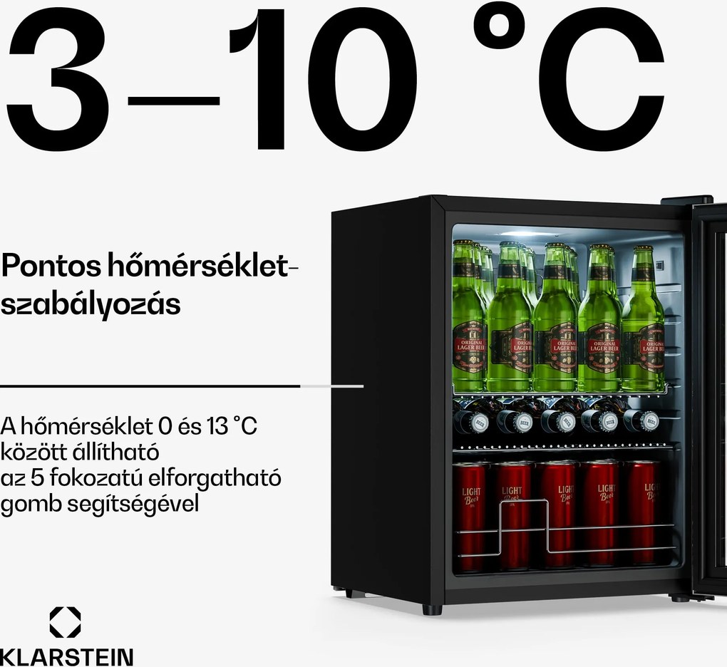 Klarstein Beersafe italhűtő üvegajtóval | 64 x 48 cm | LED belső világítás