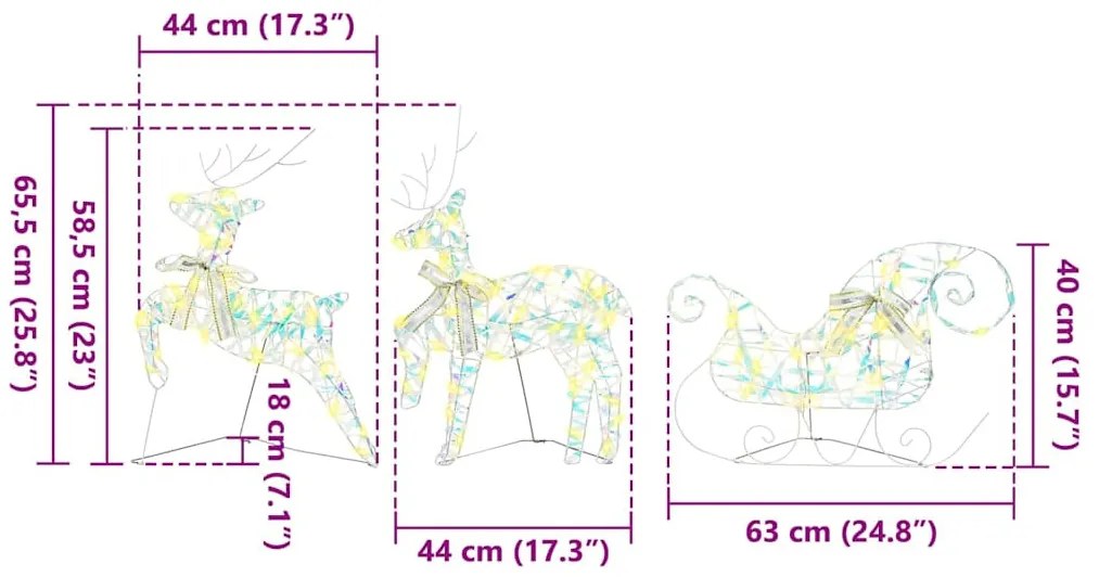 LED rénszarvasok 40 LED-del 5 pcs Többszínű PET