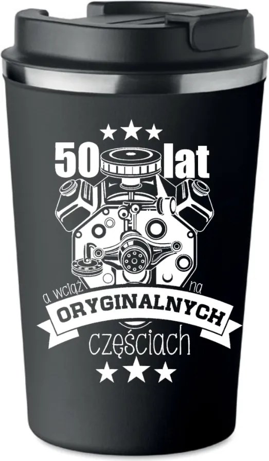 Prémium Termo Bögre fekete vicces ajándék 50 éves Születésnapra KT_406