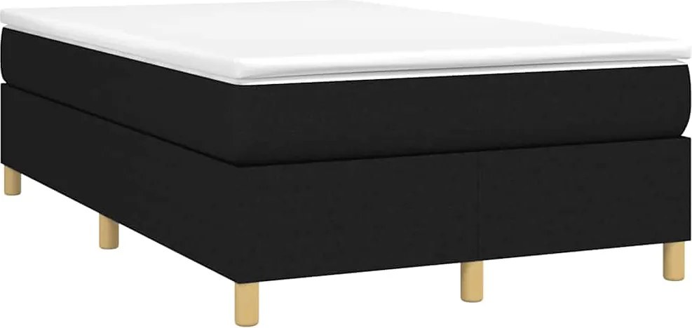 vidaXL fekete szövet rugós ágy matraccal 120 x 190 cm