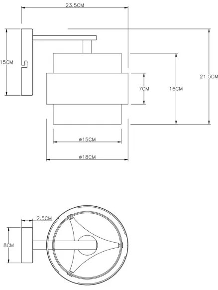Globo 15560W - MILEY fali lámpa 1xE27/60W/230V fekete/rez