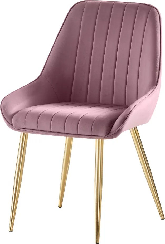 Étkezőszék, rózsaszín Velvet anyag/gold króm-arany, PERLIA