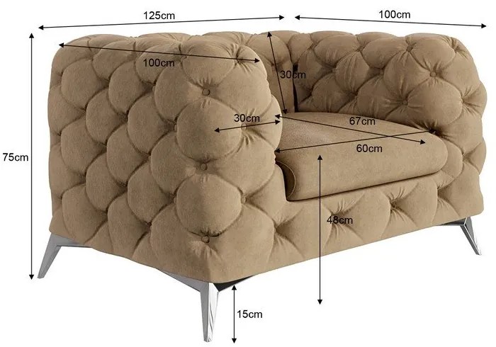 Világosbarna bársony fotel Chelsea – Ropez