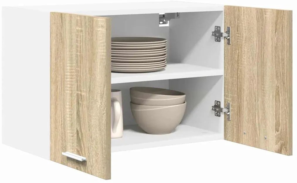 Függő szekrény Riga 2 pcs Sonoma tölgy és fehér 60 x 31 x 40 cm