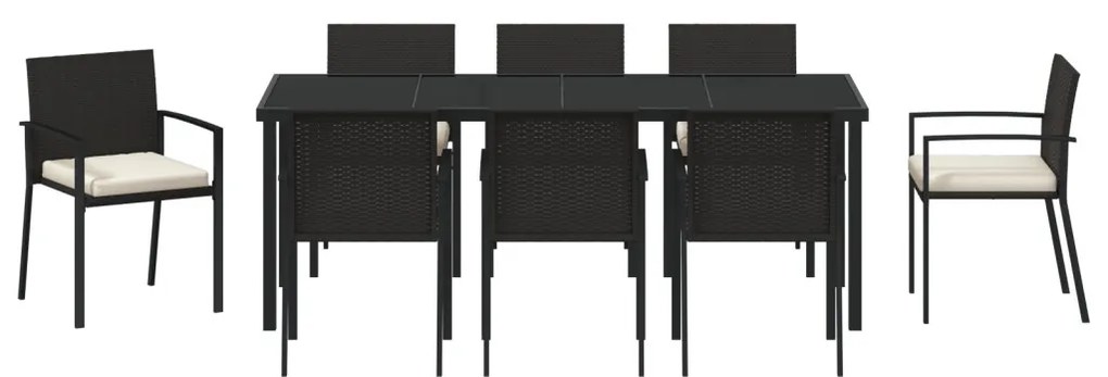 9 darabos Kerti Étkezőszett Fekete Műrattan