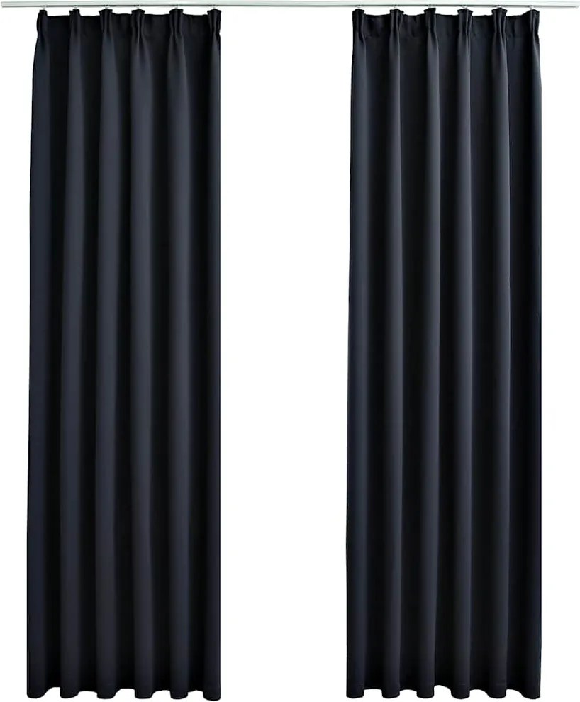 vidaXL 2 db antracitszürke sötétítőfüggöny kampókkal 140 x 175 cm