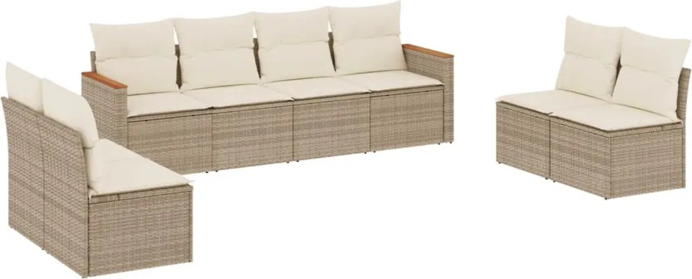 vidaXL 8 részes bézs polyrattan kerti ülőgarnitúra párnával