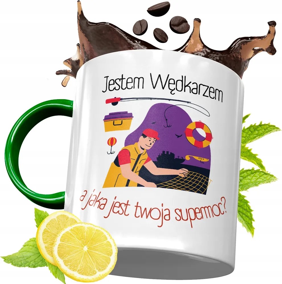 Zöld Bögre Horgászoknak Ajándékba, fényképes nyomattal