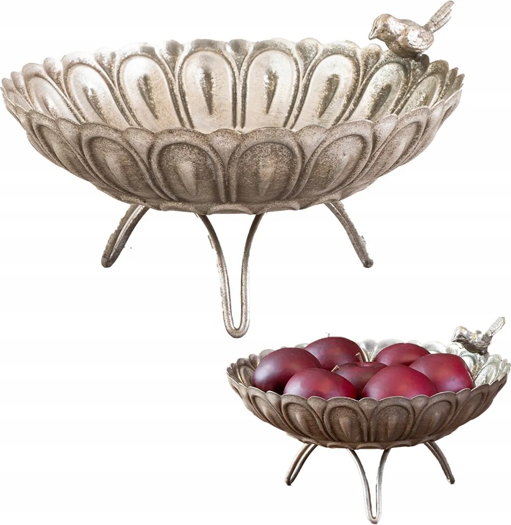 Gyümölcskosár Zöldségek Ezüst retro vintage Madár Figura Tál