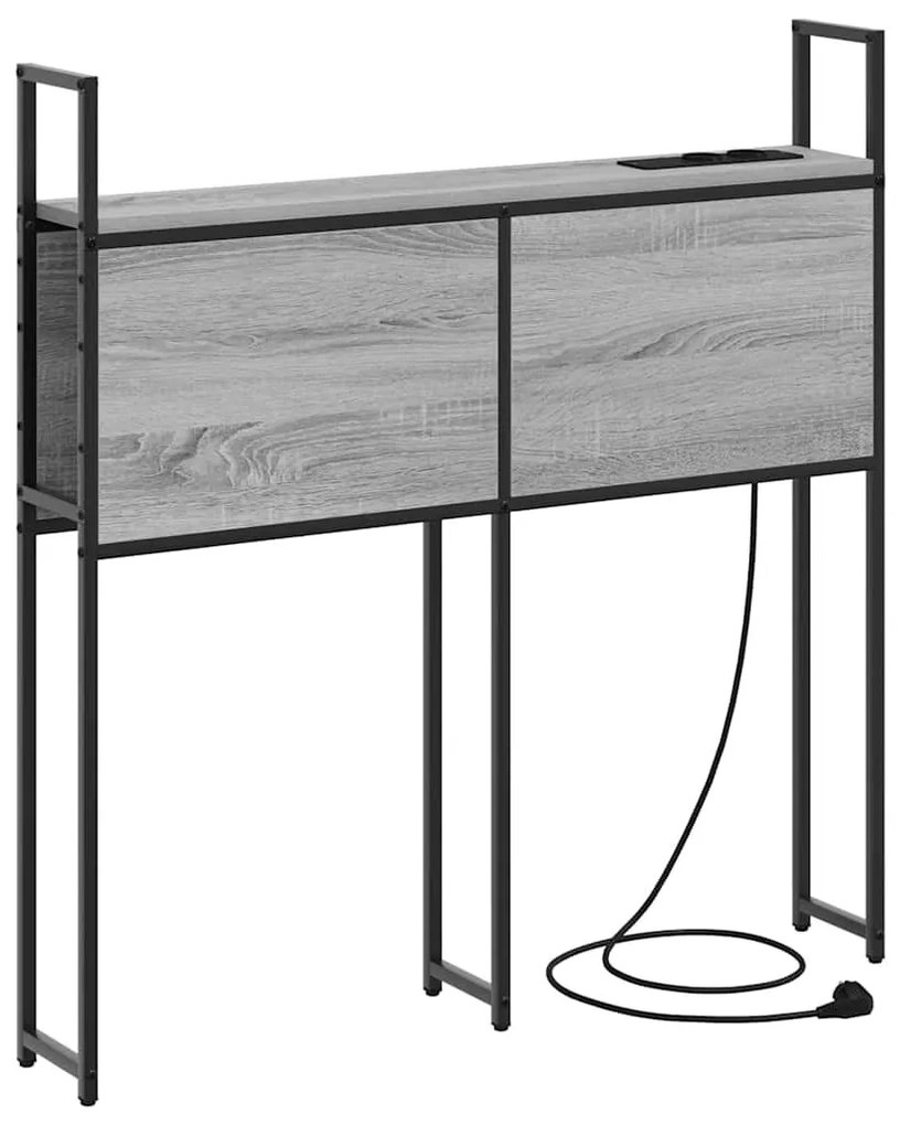Tárolós Fejtámla Töltő Állomással Szürke sonoma 80 cm Faanyag