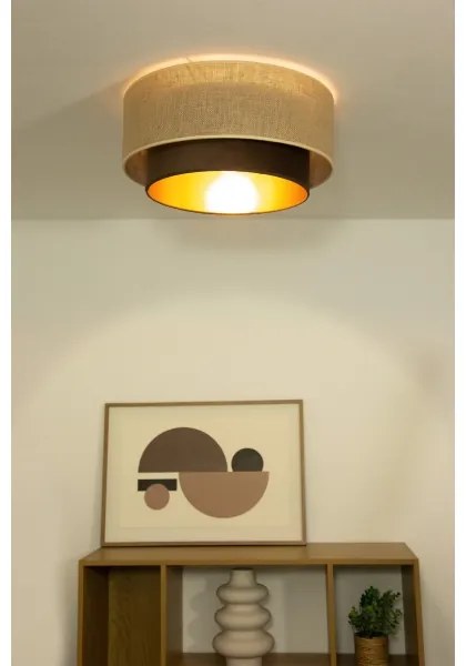 SARTA mennyezeti lámpa, 1xE27/60W/230V, átmérő 45 cm, barna/juta