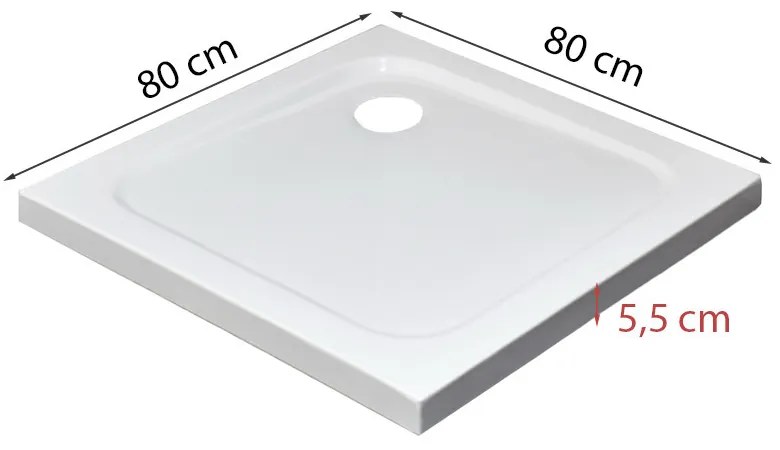Modena Slim szögletes alacsony akril zuhanytálca 80x80 cm