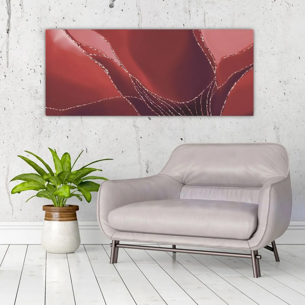 Kép - Piros absztrakt virág N⁰2 (120x50 cm)