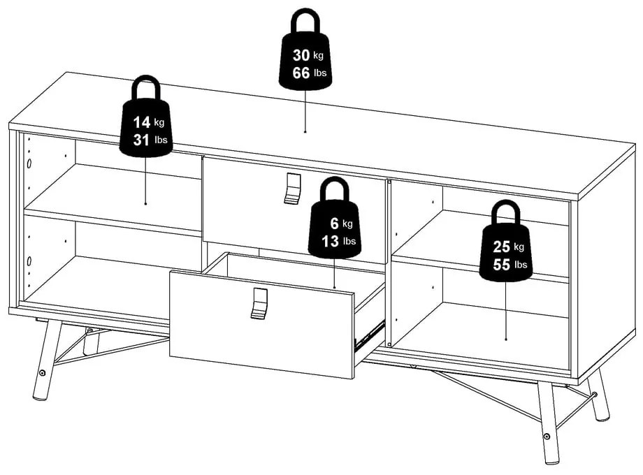 Natúr színű komód tölgyfa dekorral 150x72x40 cm Ry – Tvilum