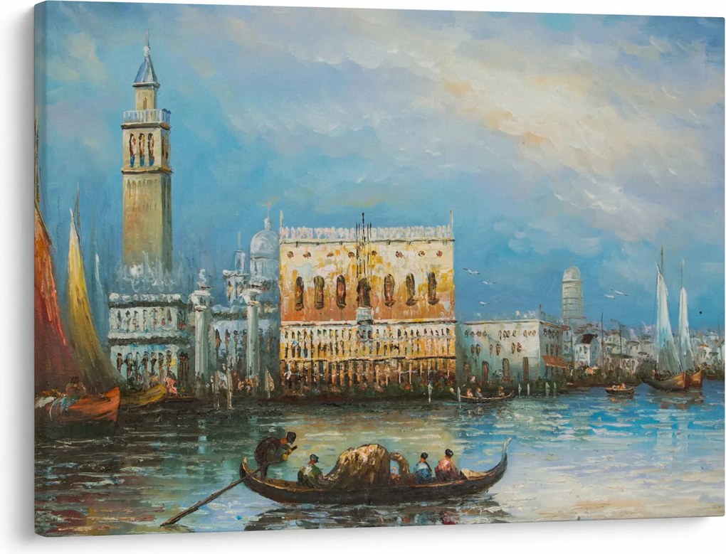 Kép - gondola Velencén áthaladva, olajfestmény (70x50 cm)