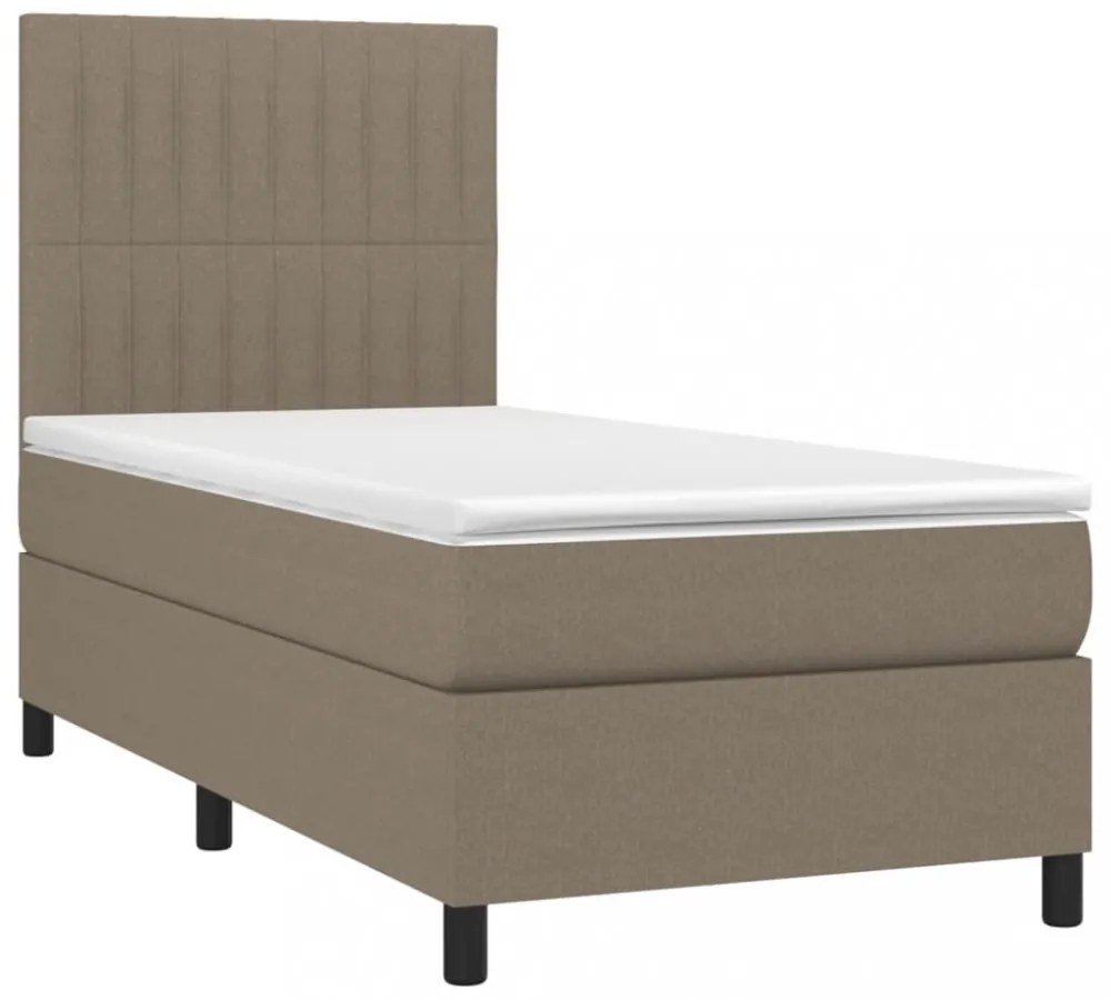 tópszínű szövet rugós és LED-es ágy matraccal 90x200 cm