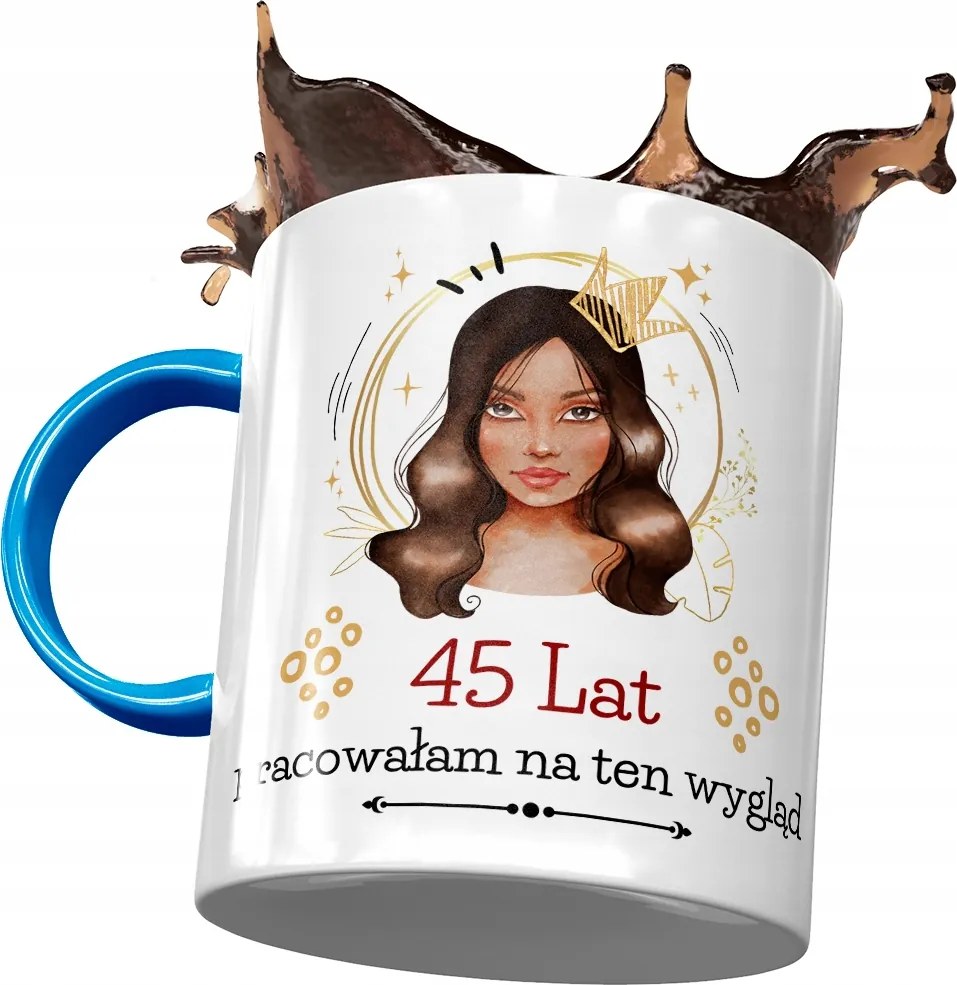 Kék Bögre Születésnapra 45 45-es 45-ös, fényképes Nyomtatással