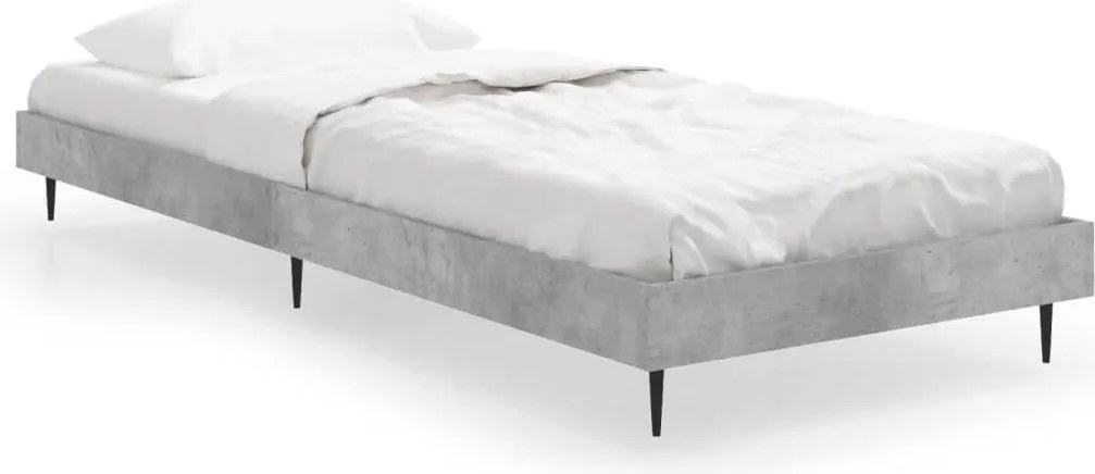 vidaXL betonszürke szerelt fa ágykeret 75 x 190 cm