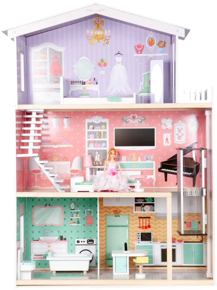 Nagy fa babaház mozgatható lifttel