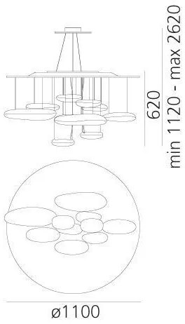 Artemide 1367110A - LED Dimmelhető csillár zsinóron MERCURY LED/58W/230V 3000K