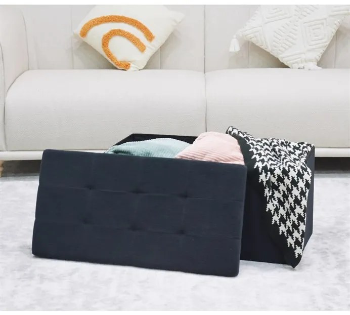 Fekete kordbársony Tárolós Puff. TAB-472 BK6