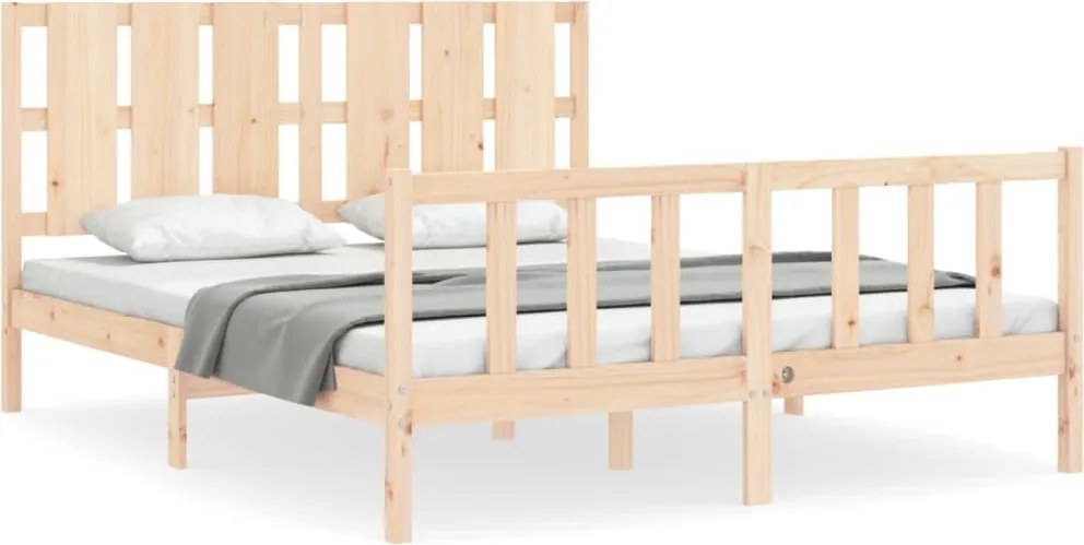 vidaXL tömör fa ágykeret fejtámlával King Size