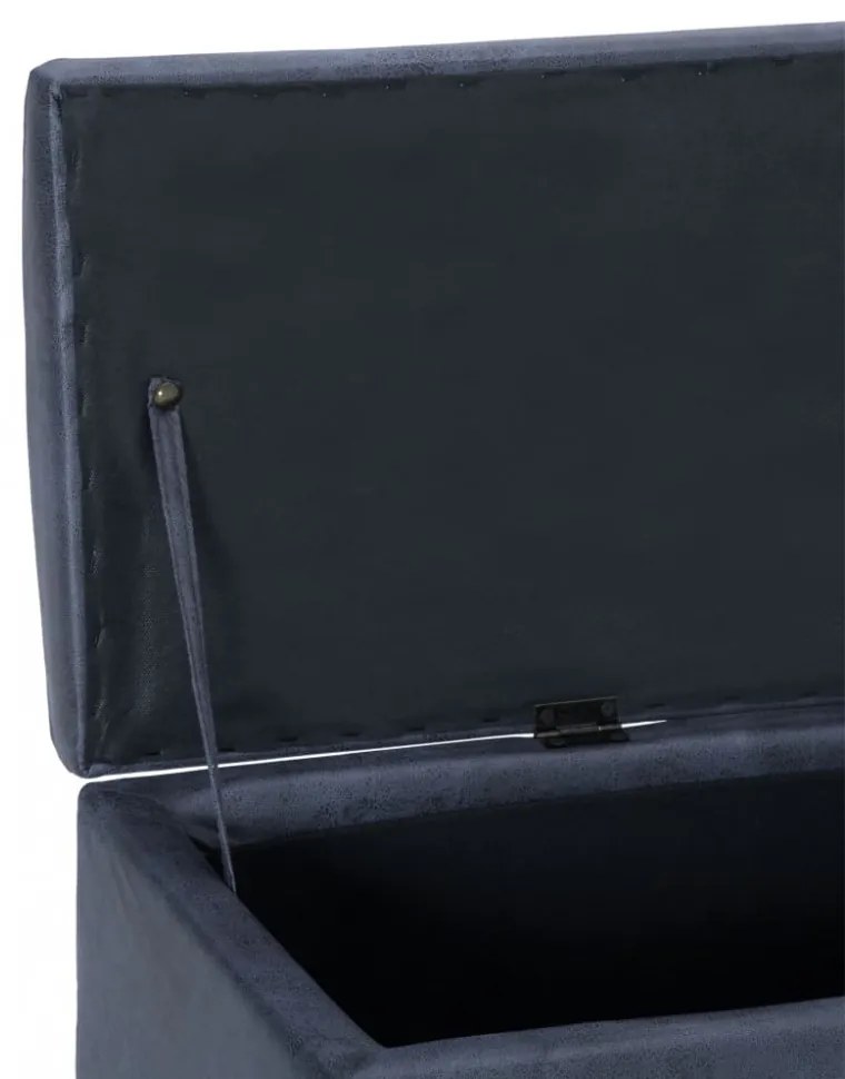 szürke művelúr pad tárolórekesszel 116 cm