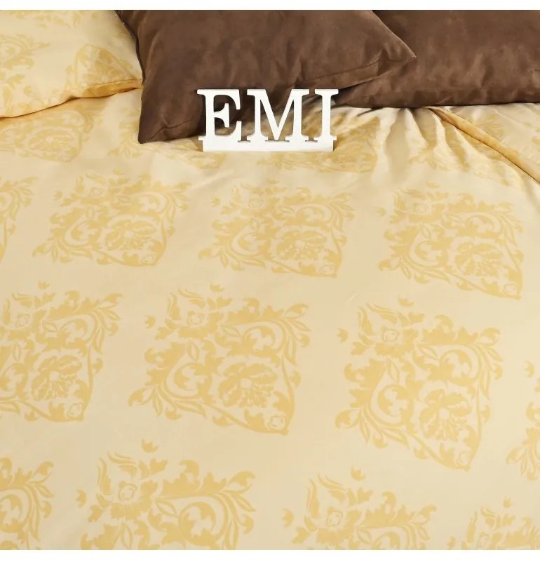 EMI Exclusive ornament sárga szatén ágyneműhuzat, A standard egyszemélyes ágy szett tartalma: 1x 140x200 + 1x 70x90