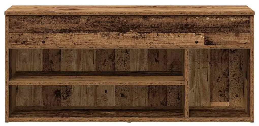 antik fa színű szerelt fa cipőtároló pad 102x30,5x45 cm