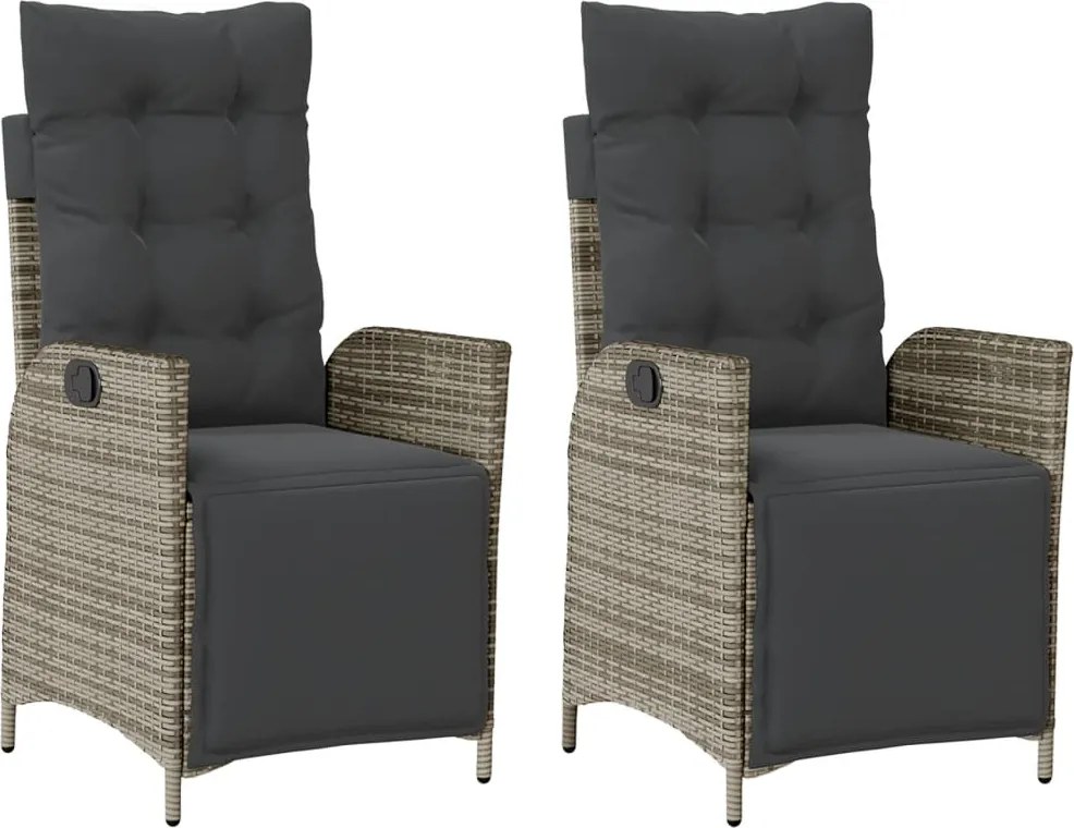 vidaXL 2 db szürke polyrattan dönthető kerti szék lábtartóval