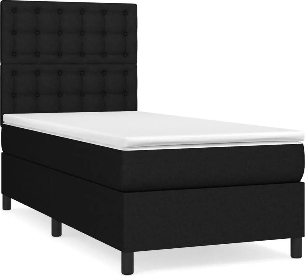 vidaXL fekete szövet rugós ágy matraccal 100 x 200 cm