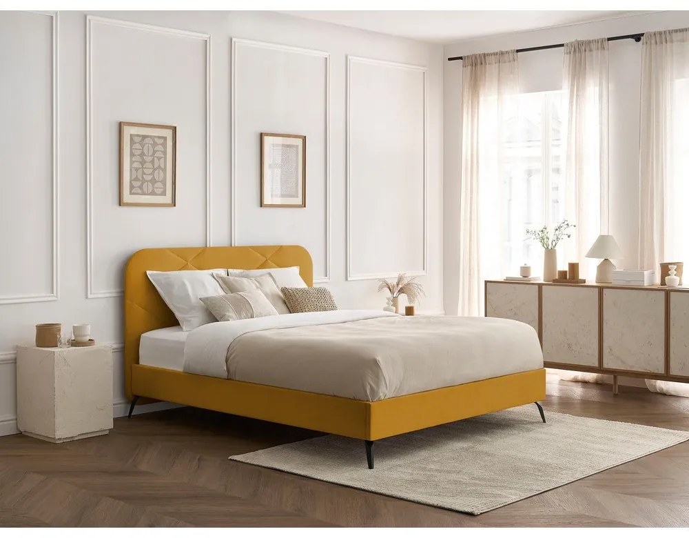 Kárpitozott franciaágy ágyráccsal 160x200 cm Prune – Bobochic Paris