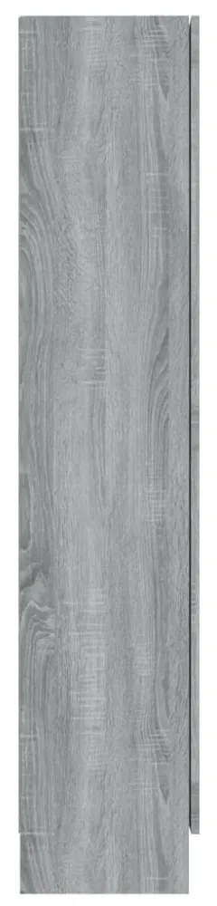 szürke sonoma színű szerelt fa vitrinszekrény 82,5x30,5x150 cm
