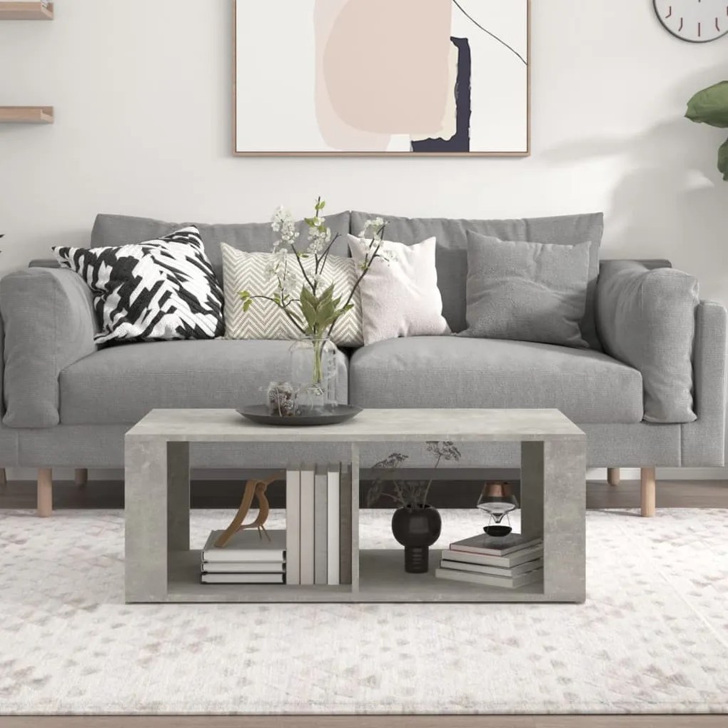 Betonszürke szerelt fa dohányzóasztal 100x50x36 cm