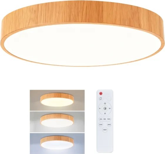 Brilagi - LED dimmelhető mennyezeti lámpatest POOL LED/50W/230V átm. 40 cm fa dekor +távirányító
