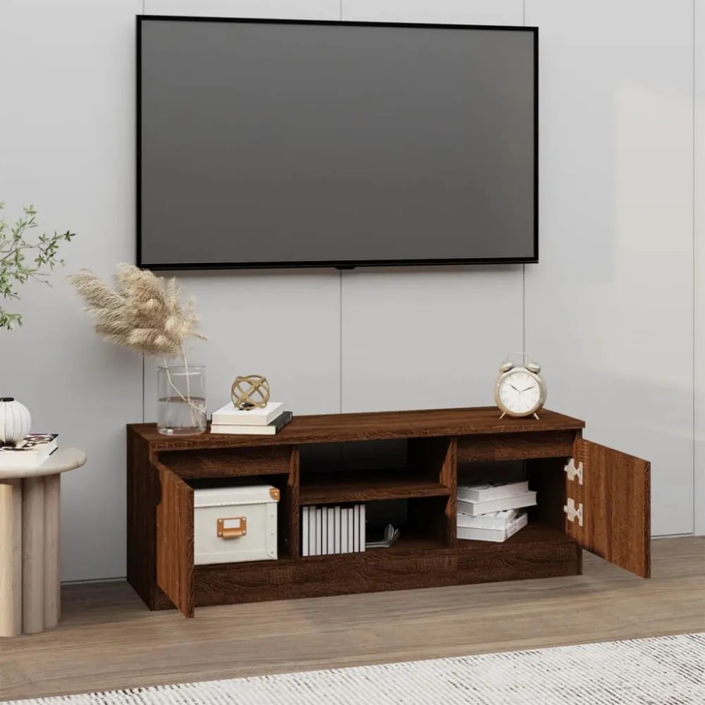barna tölgyszínű TV-szekrény ajtóval 102 x 30 x 36 cm
