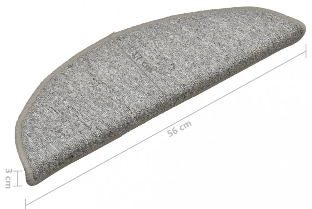 15 db világosszürke lépcsőszőnyeg 56 x 17 x 3 cm