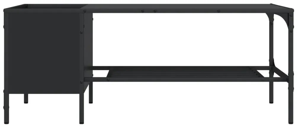 Fekete szerelt fa dohányzóasztal állvánnyal 100 x 51 x 40 cm