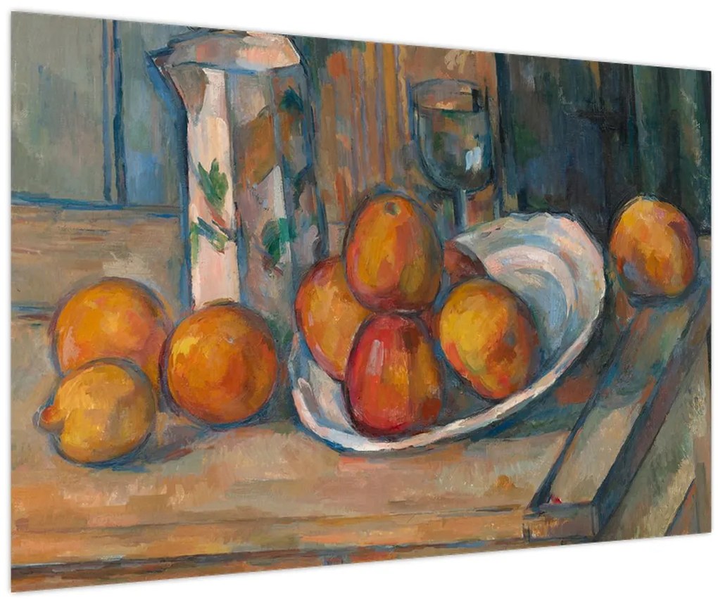 Kép - Paul Cézanne, Still Life with Milk Jug and Fruit, reprodukciók (90x60 cm)