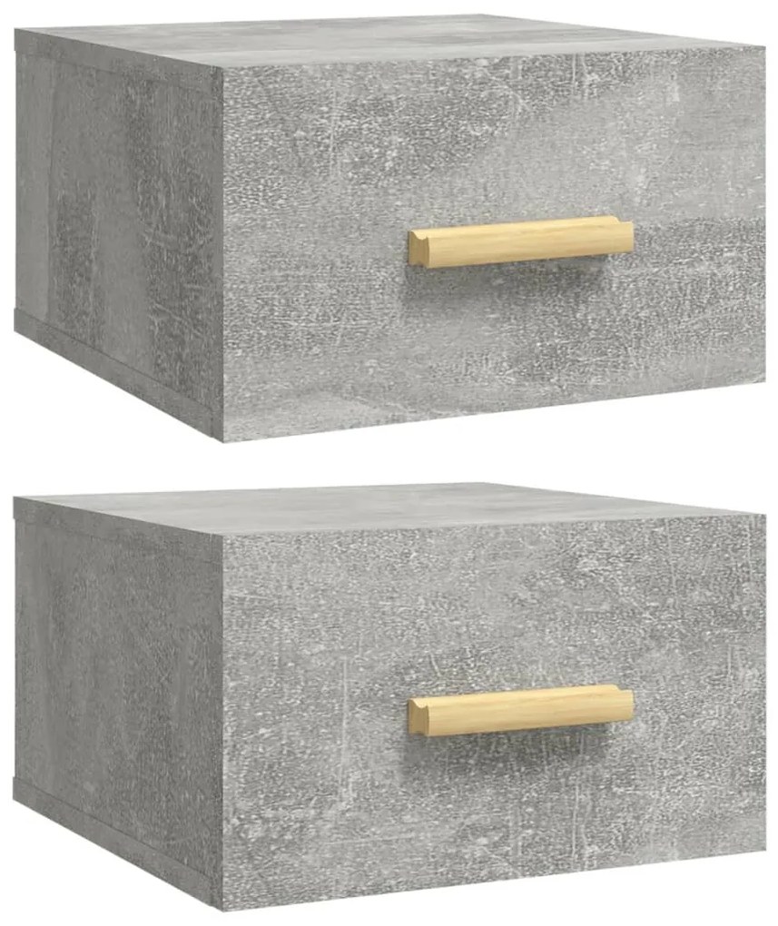2 db betonszürke falra szerelhető éjjeliszekrény 35x35x20 cm