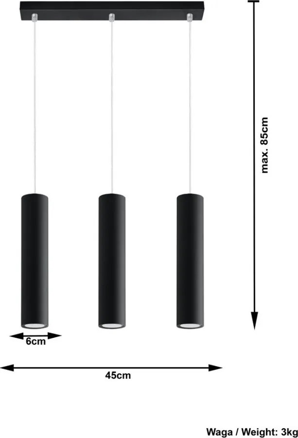 Fekete fém függőlámpa Castro – Sollux