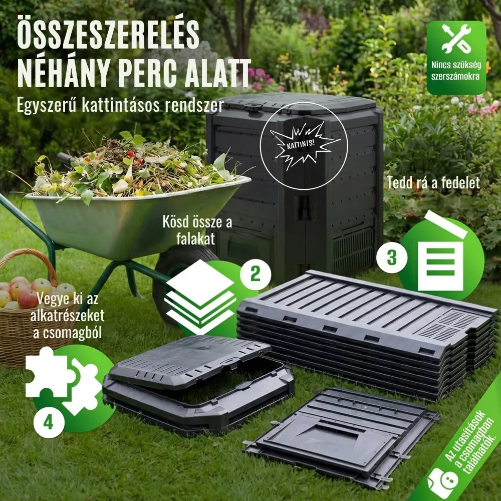 Kerti komposztáló - Compogreen 800 l, fekete Prosperplast