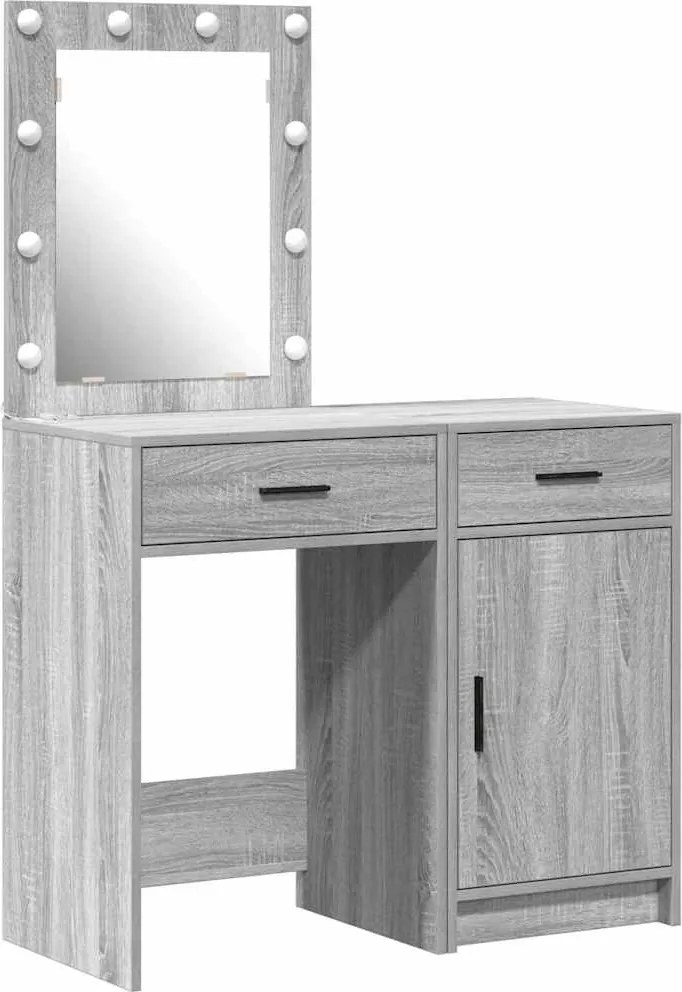 vidaXL Öltözködőasztal fiókkal 2 pcs Szürke 50 x 41 x 135 cm Faanyag