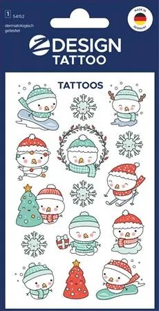 Matrica, tetoválás, 1 ív, 76x120 mm, AVERY ZWECKFORM, Z-Design No.54152, hóember (AY54152)