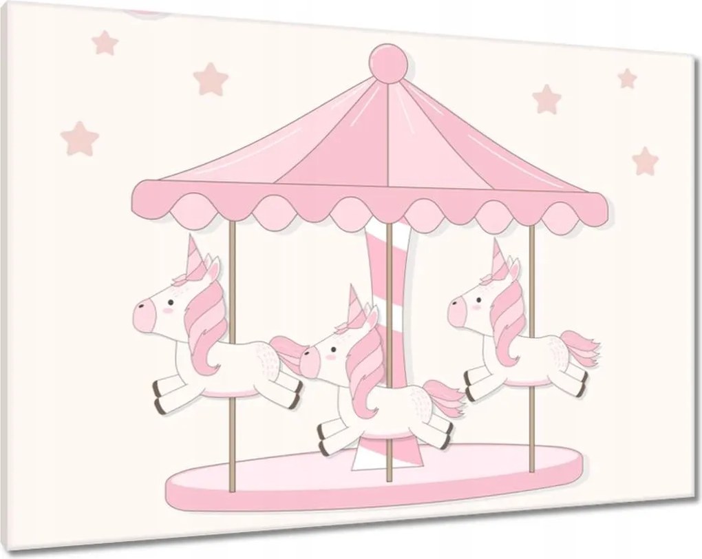 Vászonkép 100x70 Rózsaszín unikornisok a körhintán