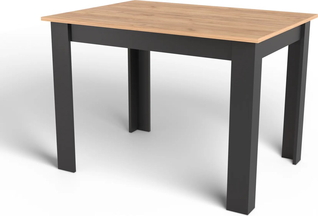 AKCIÓ Fekete étkezőasztal arany tölgy craft dekorral MADO 120x80 II. osztály