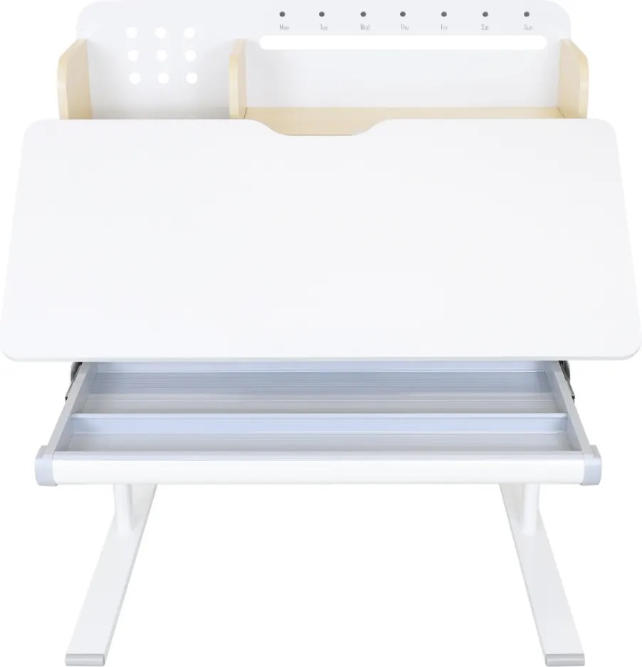 Növekvő íróasztal, természetes/fehér, ADAN